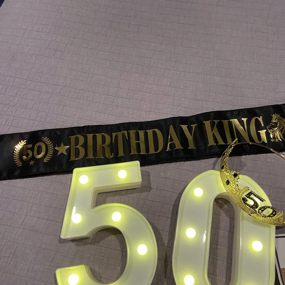 50th Birthday Party Decor Bundle – Gold & Black Theme